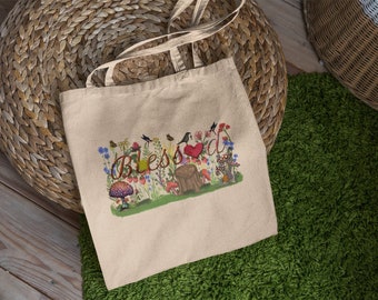 Cottagecore Mushroom Bag Tote Bag With Flowers Mushroom Tote Bag Floral Tote Bag Aesthetic Cottagecore Cute Tote Bag Cottagecore Bag Gift