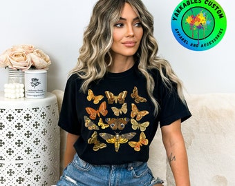 Moth T-shirt Butterfly Shirt Cottagecore Tee Goblincore Tshirt Moth Collection Shirt Bug T-shirt Vintage Moth Aesthetic Dark Academia Tee