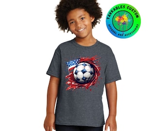 Barn Patriotisk fotbollströja Amerikansk flagga Patriot Tee Förenta staternas fotbollströja Ungdomssporttröja Ungdomsfotbollströja