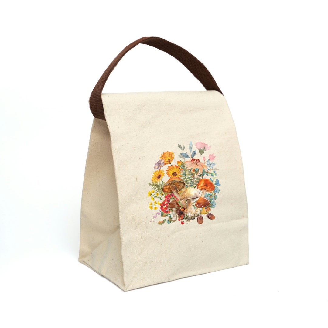 Mushroom Lunch Bag Eco Lunch Bag Tote Bag for Lunch Cottagecore Tote Bag Fungi Gift Mushrooom