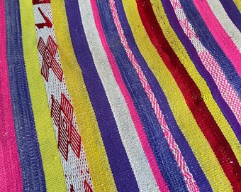 Rug Handwoven by Peruvian Artisans  Sheep Frazada/ Blanket multicolor Organic