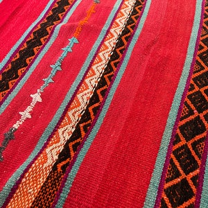Unique Rug Handwoven by Peruvian Artisans  Sheep Frazada/ Blanket multicolor Organic Area Rug Home Office Decoration Multicolor Rug