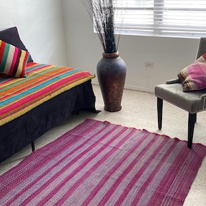 Area Rug Handwoven by Peruvian Artisans  Sheep Frazada/ Blanket multicolor Organic plus surprise gift