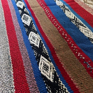Unique Rug Handwoven by Peruvian Artisans  Sheep Frazada/ Blanket multicolor Organic Area Rug Home Office Decoration Multicolor Rug