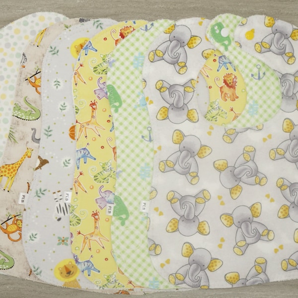 Gender Neutral Baby Bibs, Unisex Baby Bibs, Zoo Animal Bibs, Infant Bibs, Toddler Bibs, Washable Baby Bibs, Burp Cloths