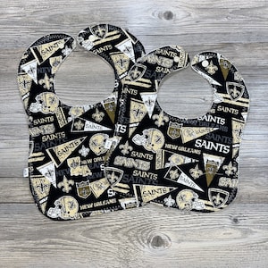 New Orleans Saints Baby Bibs, NOLA Saints Baby bibs, Infant Bibs, Toddler Bibs, Handmade Bibs, NFL Baby bibs, washable baby bibs
