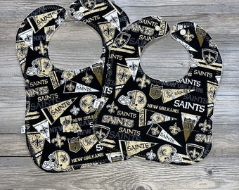 New Orleans Saints Baby Bibs, NOLA Saints Baby bibs, Infant Bibs, Toddler Bibs, Handmade Bibs, NFL Baby bibs, washable baby bibs