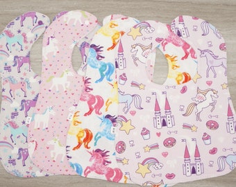 Unicorn Baby Bibs, Baby Bibs,  Baby Girl Bib, Infant Bibs, Toddler Bibs, Washable Bibs, Cotton Baby Bibs,  Colorful Baby Bib