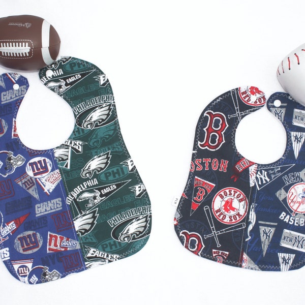 Sports Baby Bibs, Handmade Baby Bibs, Infant Bibs, Toddler Bibs, NFL Baby Bibs, MLB Baby Bibs, Football Fan, Baseball Fan