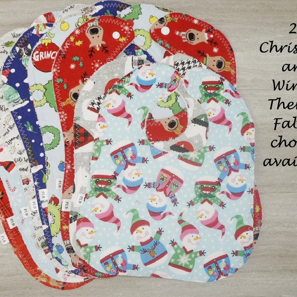 Christmas Bibs, Baby Bibs, Infant Bib, Toddler Bib, Cotton Bibs, Handmade Bib, Washable Baby Bibs, Burp Cloths