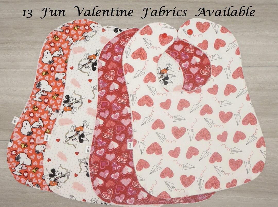 Valentine's Day Baby Bibs, Valentine Bibs, Baby Bibs, Washable Cotton