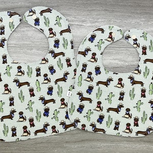 Dachshund Baby Bibs, Baby Bibs, Infant bib, Toddler Bibs, Burp Cloths, Washable baby bibs, cute baby bibs, handmade baby bibs