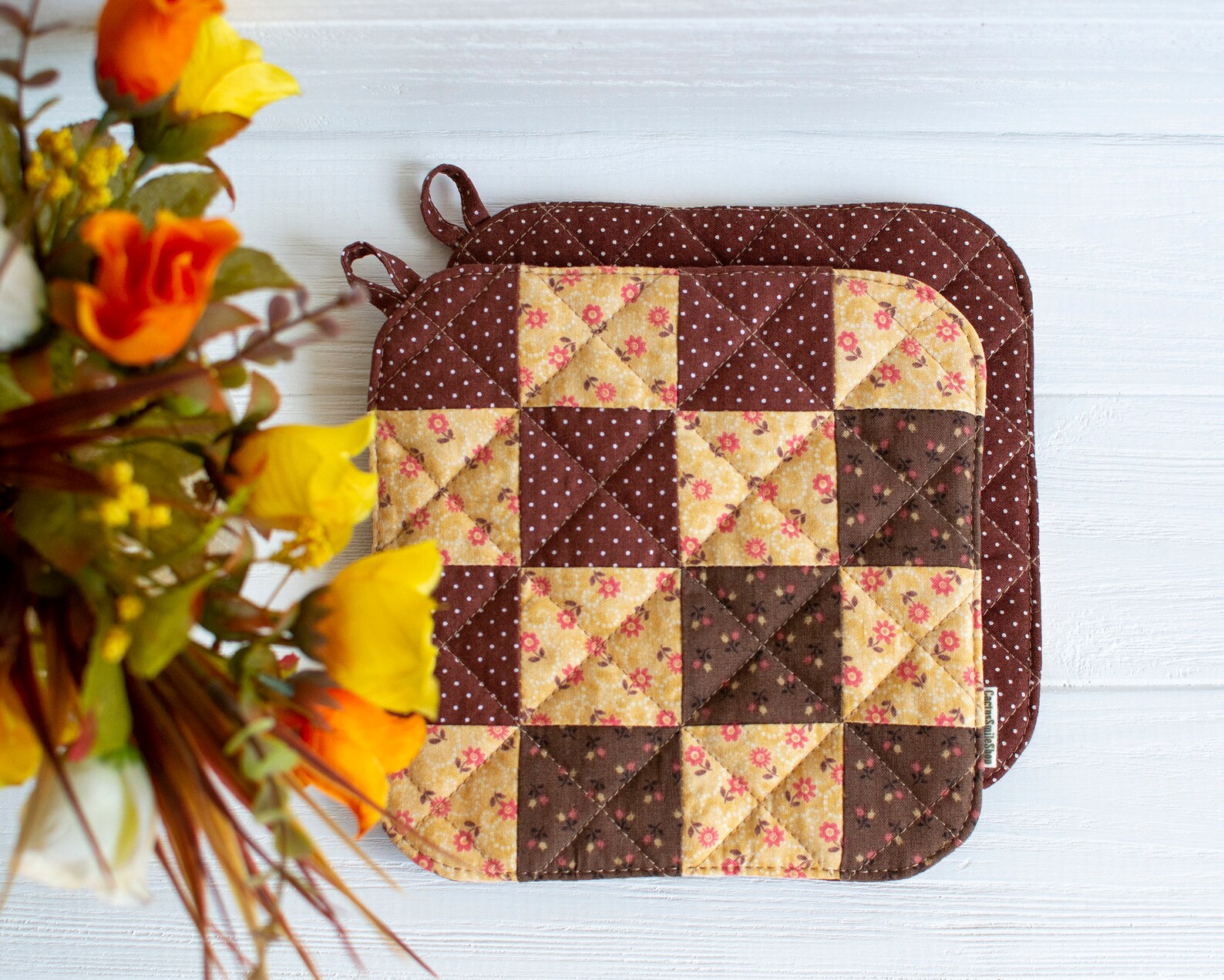 Kitchen Potholders Quilted Potholders Farmhouse Kitchen Decor Etsy