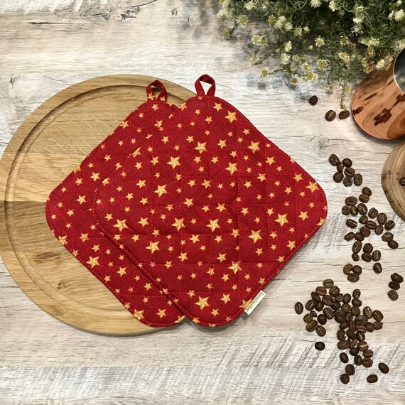Red pot holders christmas red decoration kitchen pot holder Etsy