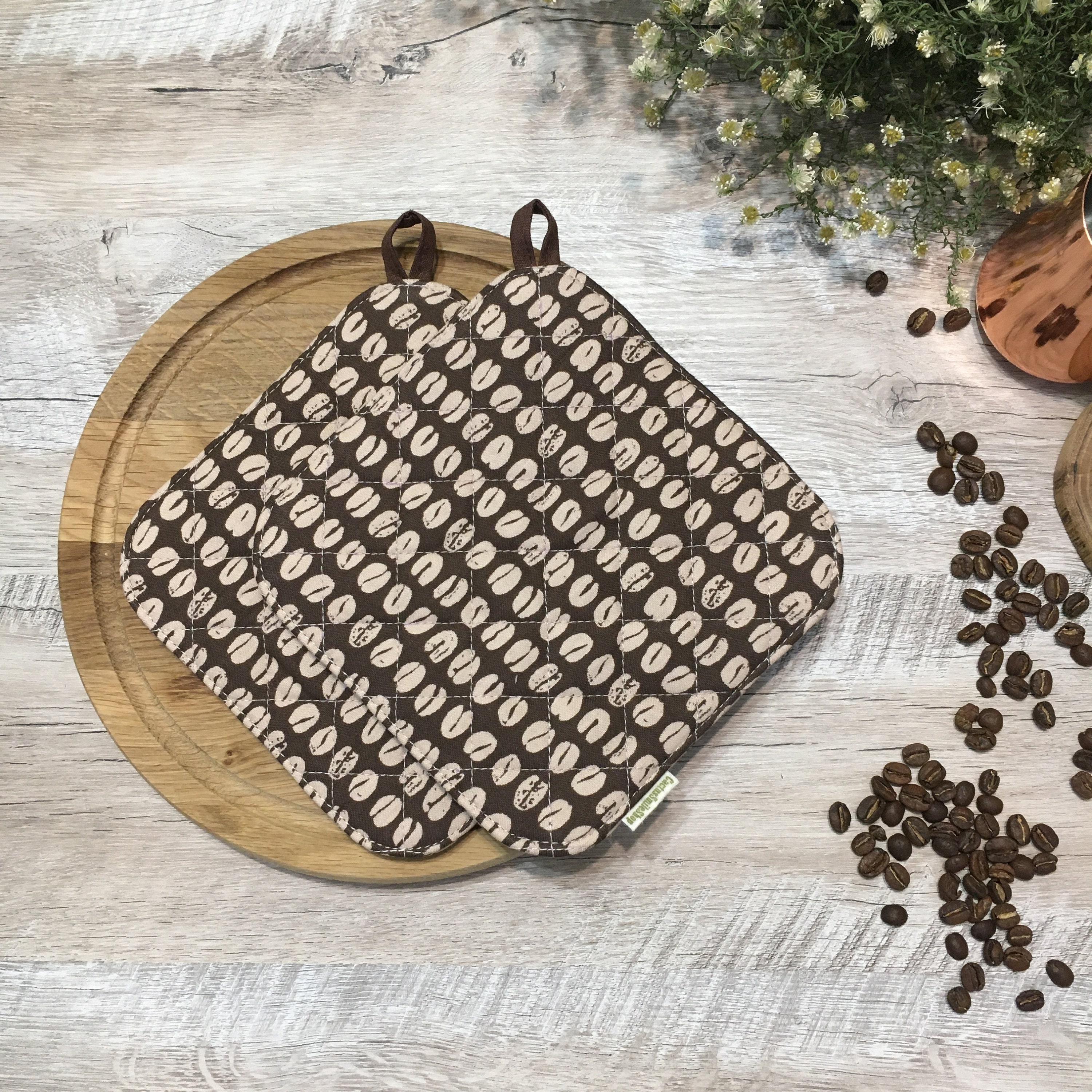 Brown pot holders coffee lover gift coffee potholder Etsy
