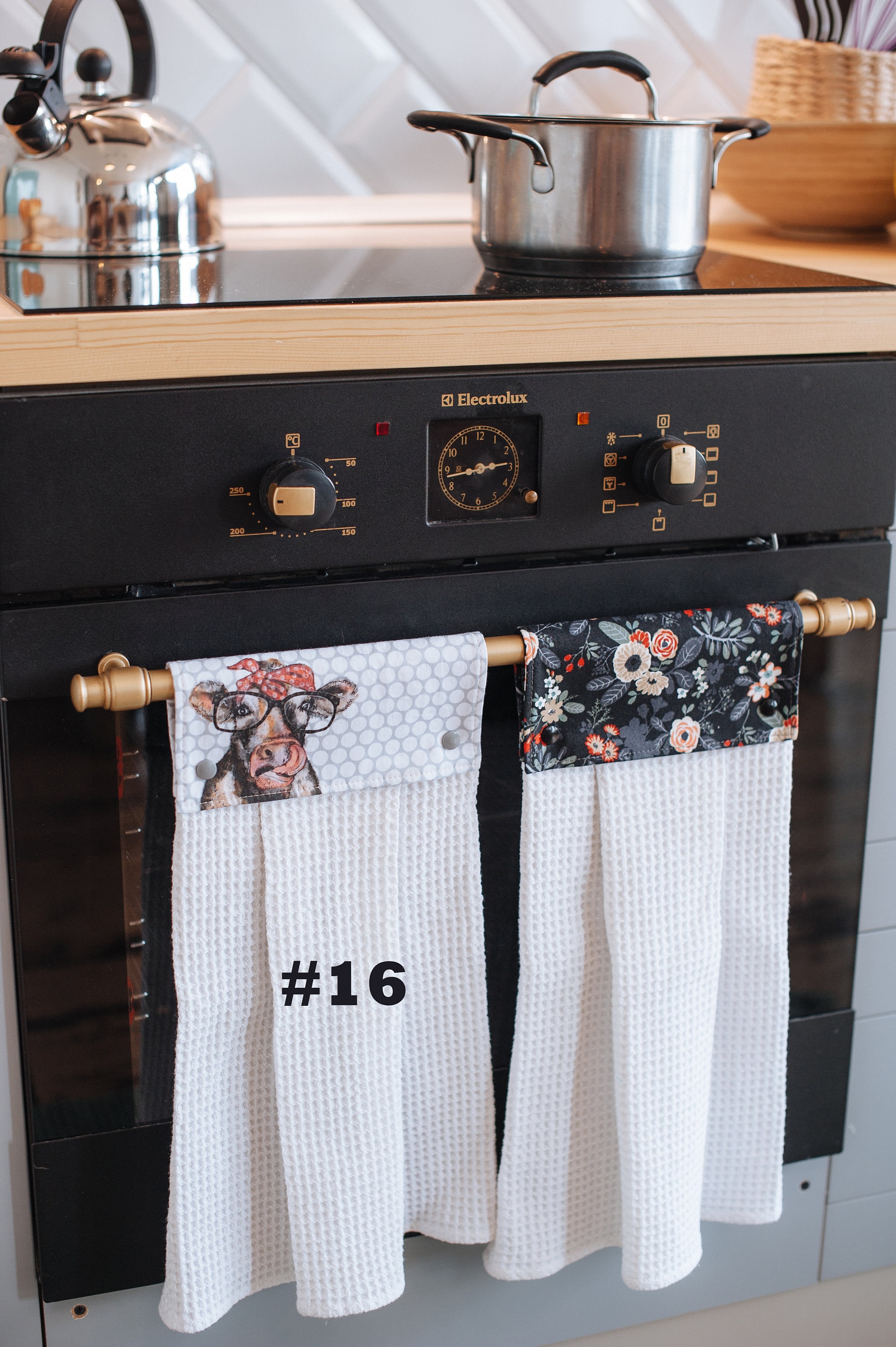 Kitchen towels oven door towel kitchen hand towel with snaps Etsy