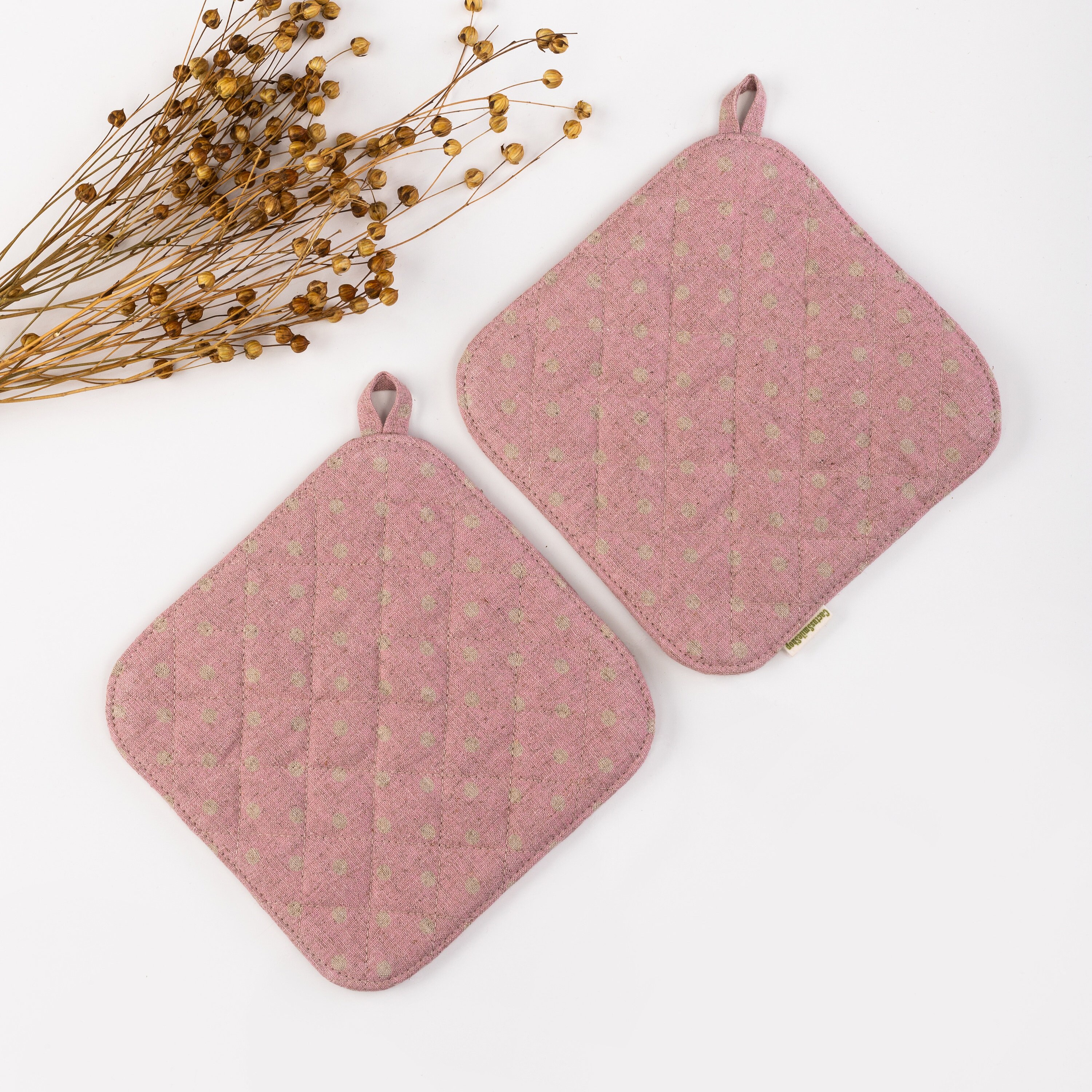 Set of 2 kitchen pot holders christmas gift linen potholders Etsy