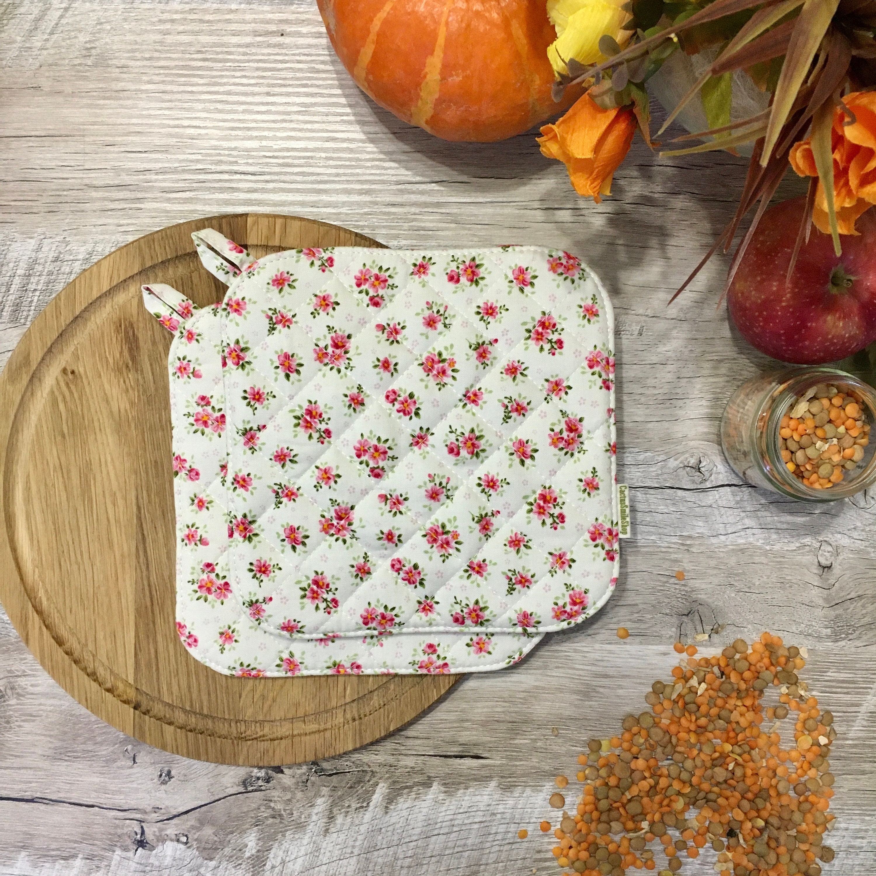 Floral potholders pastel potholder provence pot holders rose Etsy