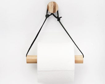 Modern Toilet Paper Holder, Wood, Leather, Bathroom Accessories