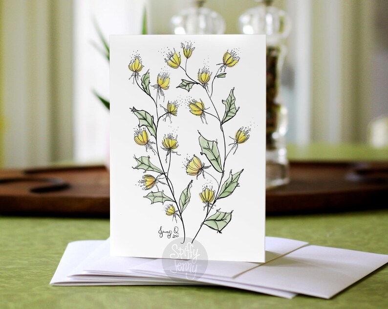 Yellow and Peach Floral 5x7 Note Card 5 Pack