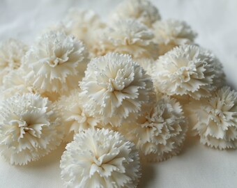 50 Pieces of Carnation Dianthus Caryophyllus 5CM. Flower Diffuser Handmade Sola Wood Wholesale Spa Wedding Craft