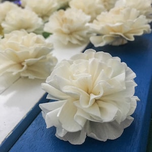 50 Carnation 5 Cm. diameter  Sola Wood Flowers  Artificial Flower for decoration wholesale  Shop Diffuser Handmade Spa Wedding Craft