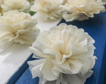 50 Carnation 5 Cm. diameter  Sola Wood Flowers  Artificial Flower for decoration wholesale  Shop Diffuser Handmade Spa Wedding Craft