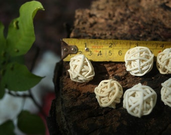 50 Rattan Ball Decor, 3cm Sola Wood Flower Diffuser, Handmade Craft