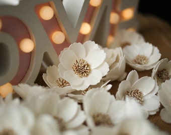 50 Stück Kosmos 5 cm. Durchmesser Sola Holz Blumen Handmade Craft Thailand Künstliche