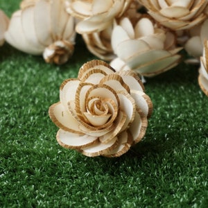 50 Bloom Rose  Little Brown 5Cm dia  Sola Wood Flowers Artificial Flower for decoration wholesale Shop Diffuser Handmade Spa Wedding Craft