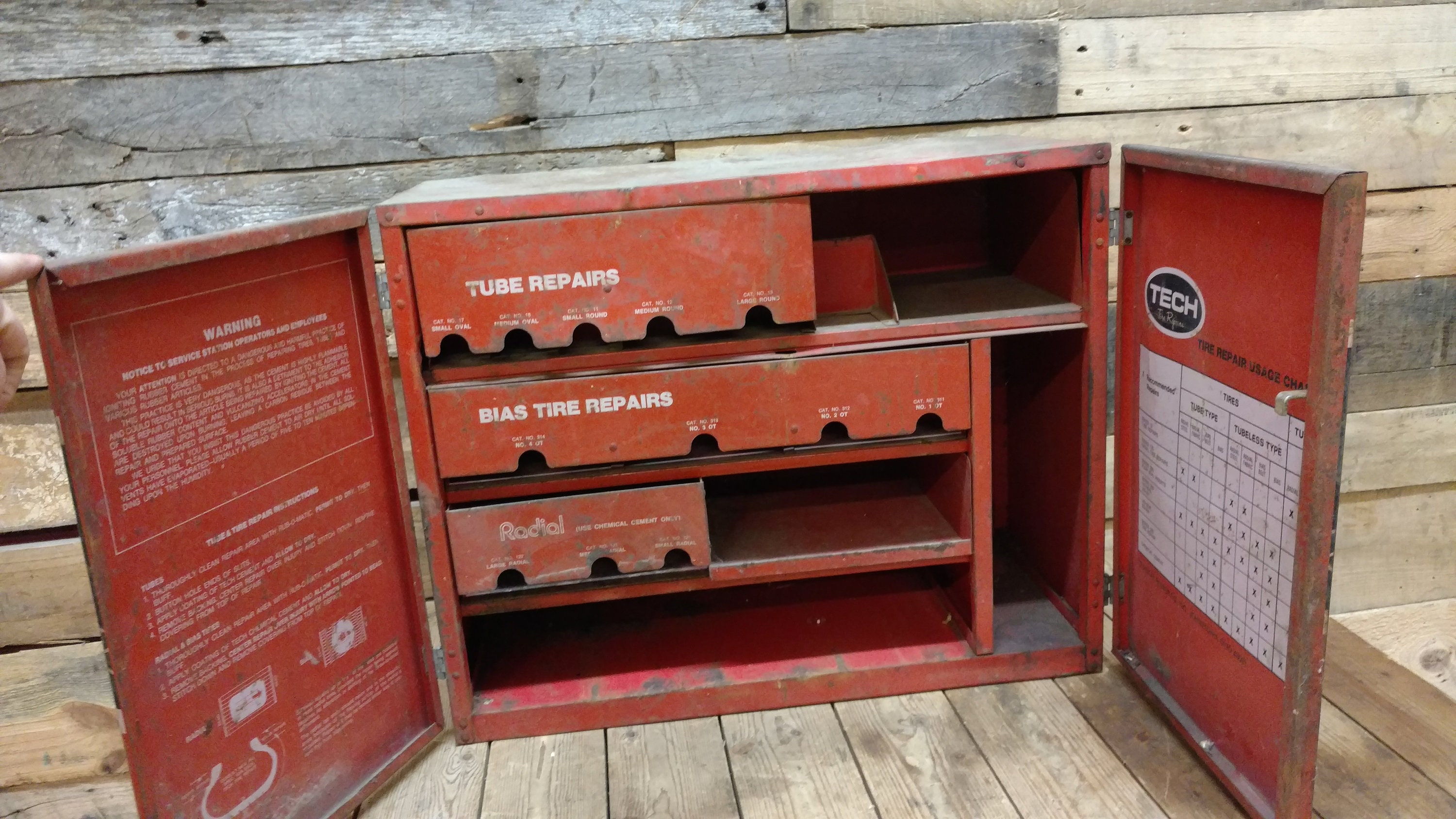 Vintage Tech Steel Tire Repair With Drawers and Front Door