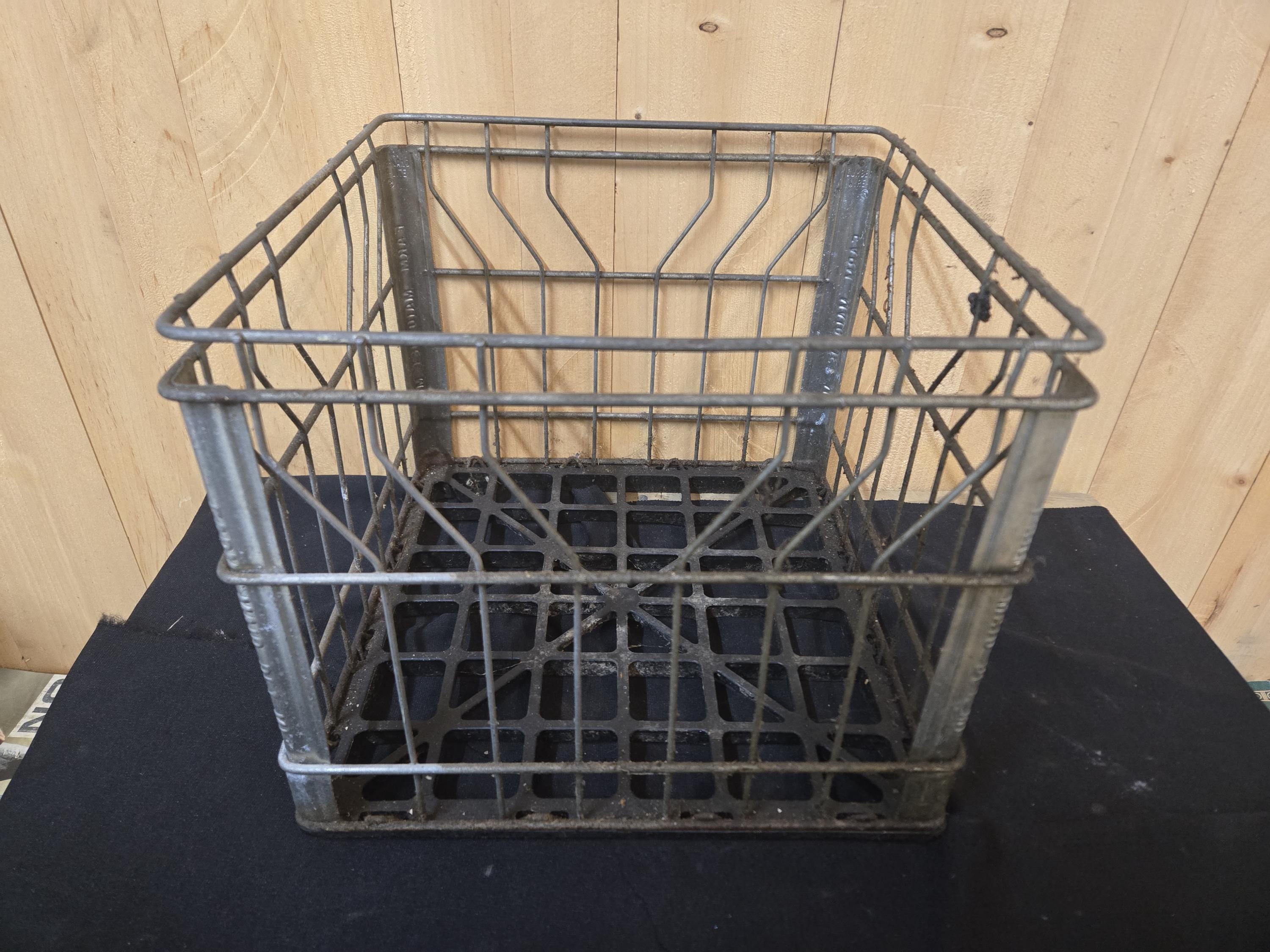 Vintage Metal Dairy Crate - Etsy