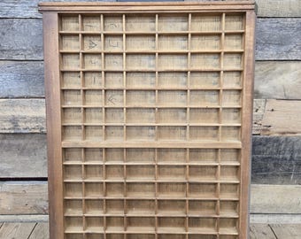 Antique Wooden Letter Press Printing Drawer Wood 23”x17” Shadow Box