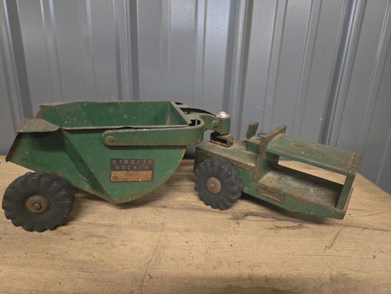 STRUCTO★材木運搬トラック★車TOYミニカー★1950'ビンテージUSA Vintage 1950's Structo Ride 'Em Dump Ride On Dump Truck