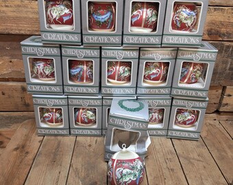 Lot of 15 Vintage 1980's Kmart Satin Unicorn Bells Holly Satin Christmas Ornament NOS