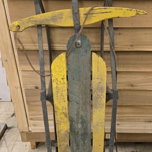 Vintage Genuine Wooden Metal Snow Sled Collectable Condition
