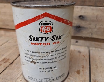 Vintage Phillips 66 Sixty-six 1 Quart Can Motor Oil Advertising