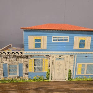 Vintage Metal Tomart Cohn Doll House Mansion with 6 Rooms