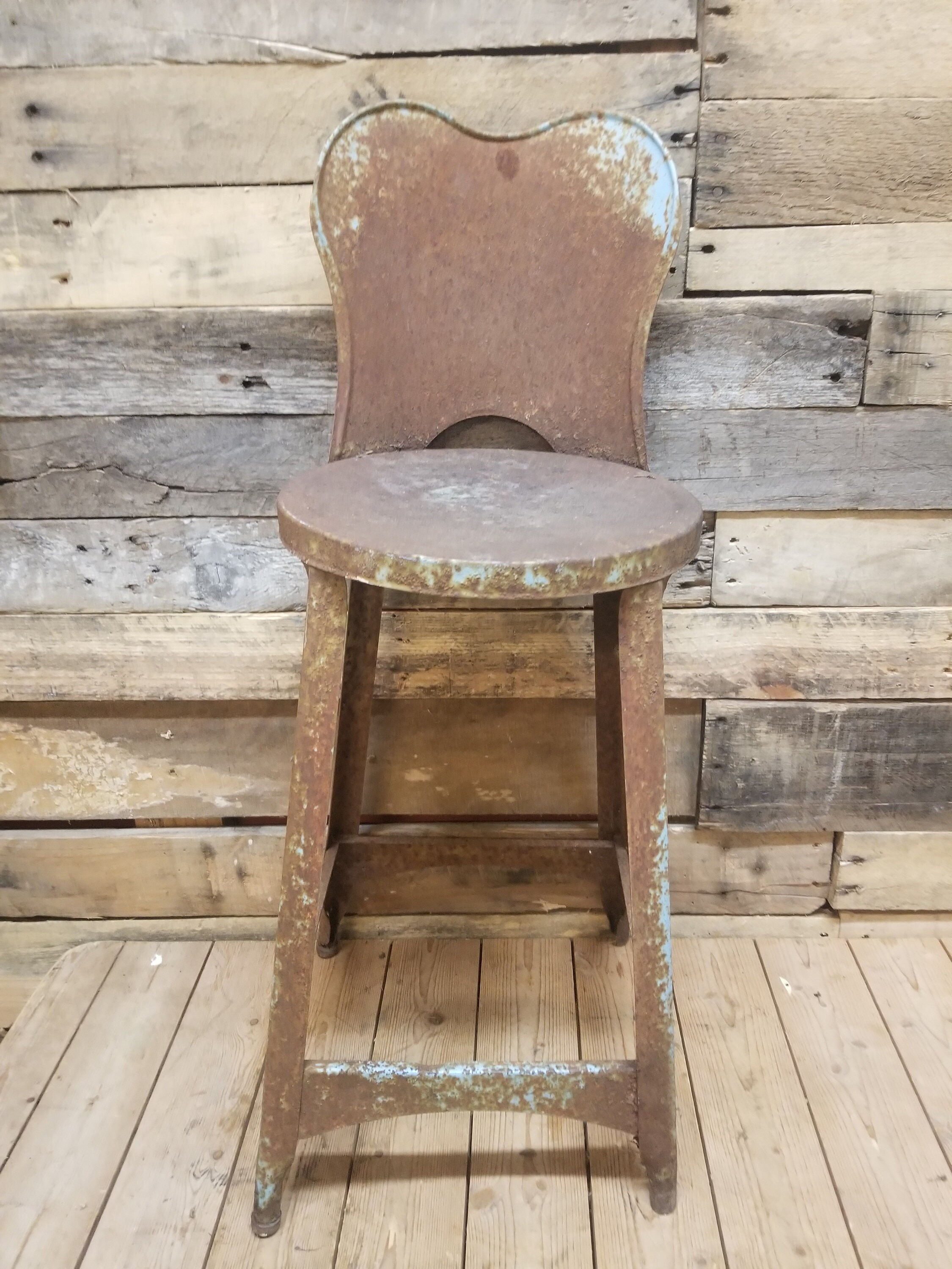 1950's steel shop stool collectible vintage work bench industrial factory  chair