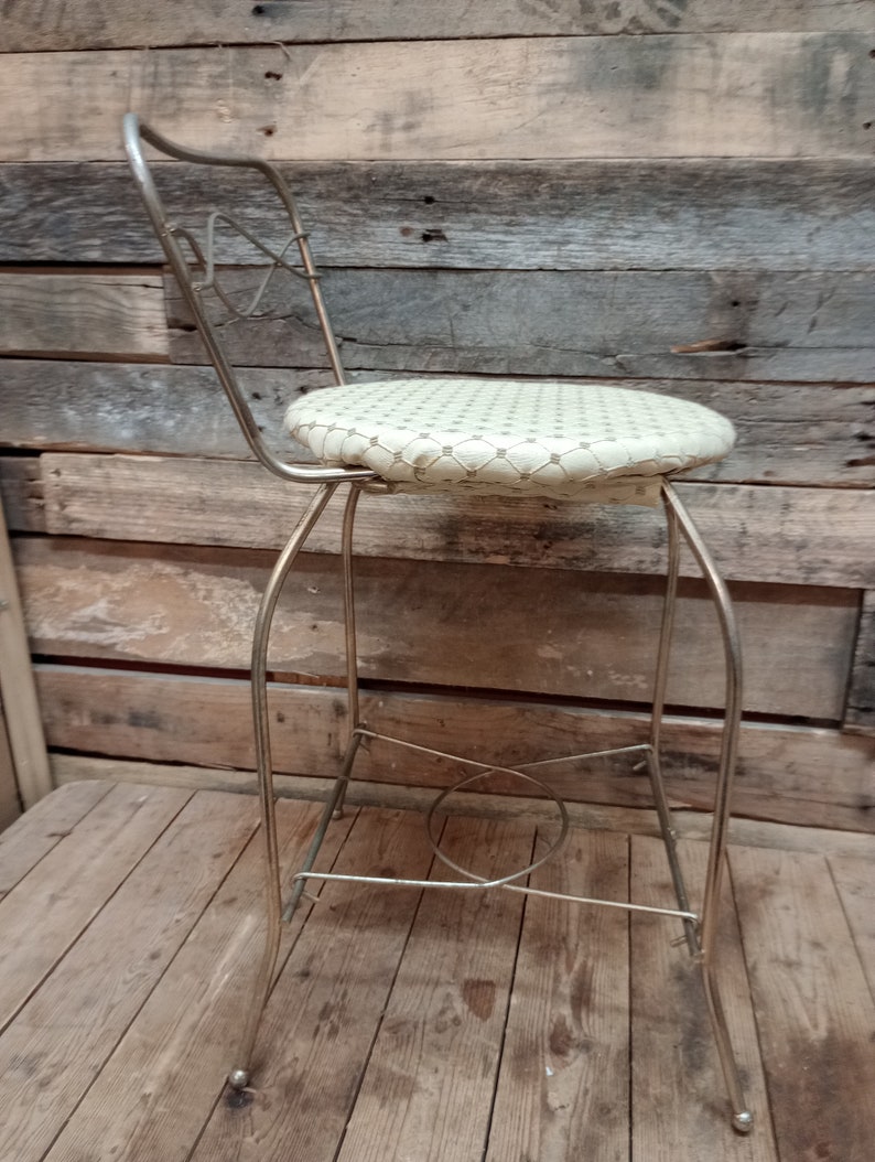 MCM Metal Vanity Chair With Padded Seat Etsy