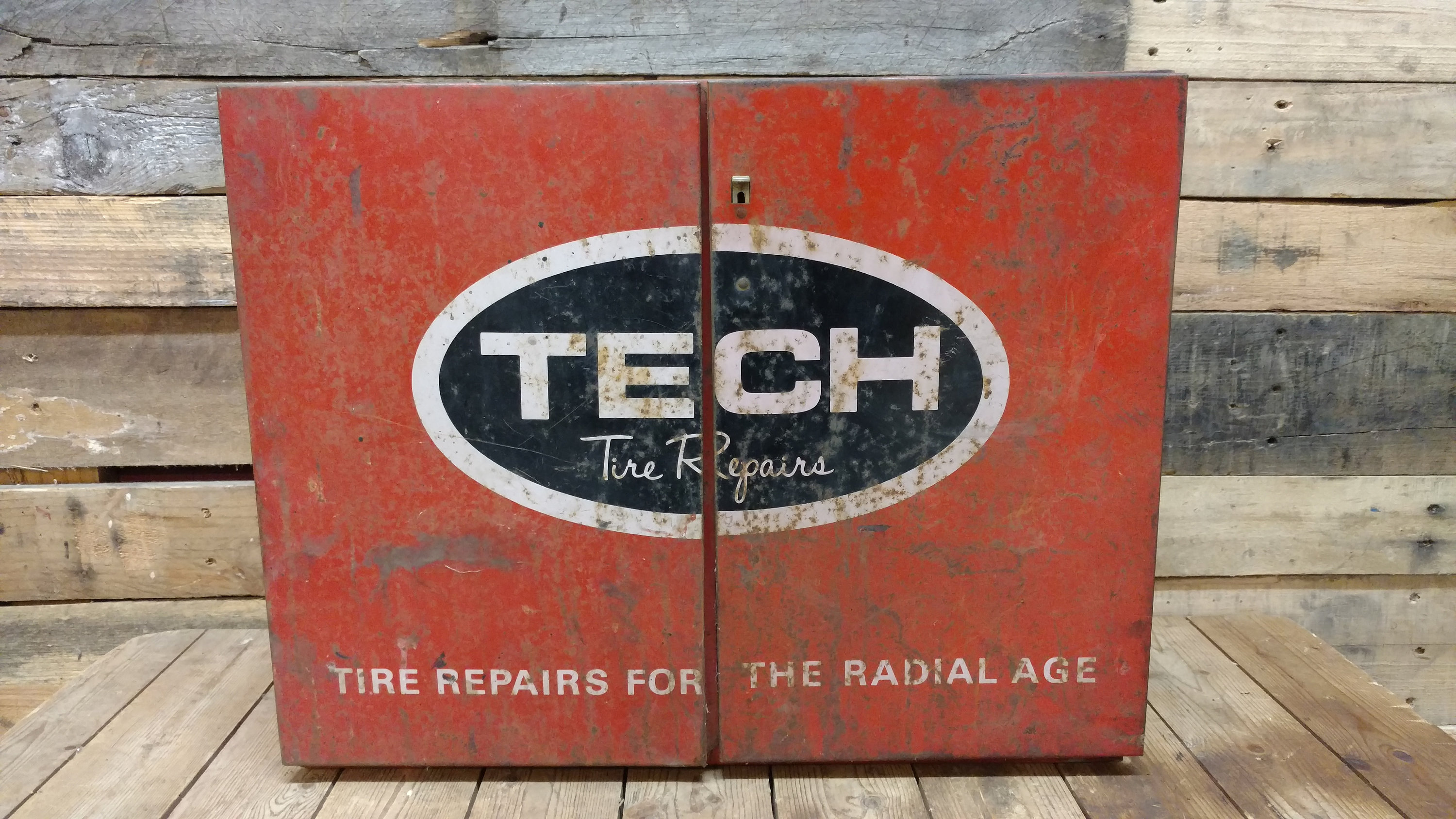 Vintage Tech Steel Tire Repair With Drawers and Front Door