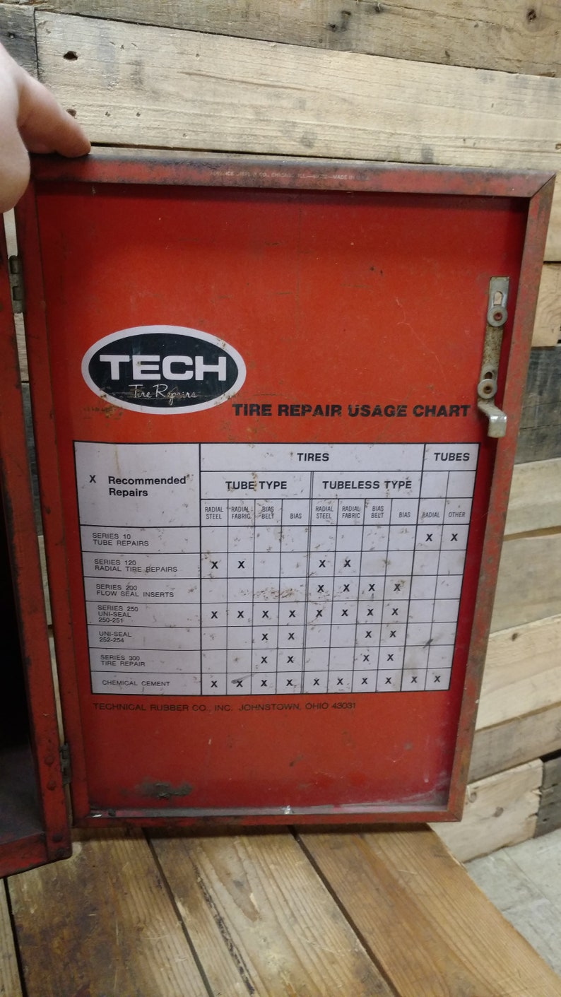 Vintage Tech Steel Tire Repair With Drawers and Front Door