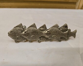 Vintage Emenee Silver School of Fish Cabinet Drawer Pull