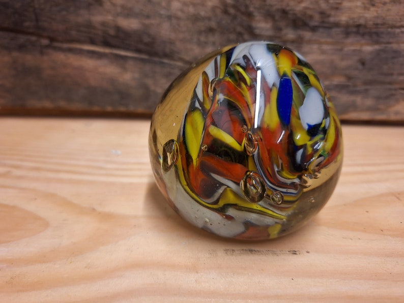 Hand Paperweight Vintage Art Glass Hand Blown Paperweight - Colorful - Etsy