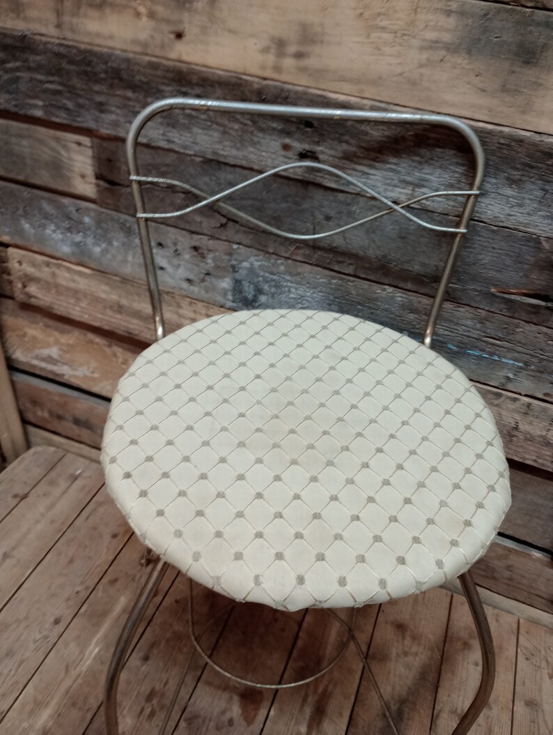 MCM Metal Vanity Chair With Padded Seat Etsy