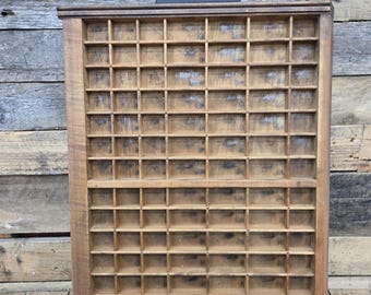 Antique Wooden Letter Press Printing Drawer Wood 22”x17” Shadow Box