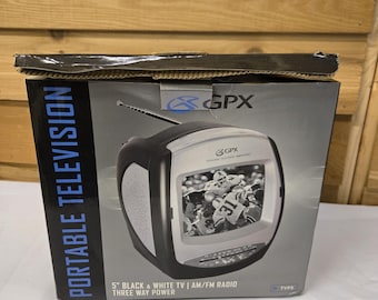 Vintage gpx TV P5 Portable TV 5” Black & White am/fm Radio - Tested Works