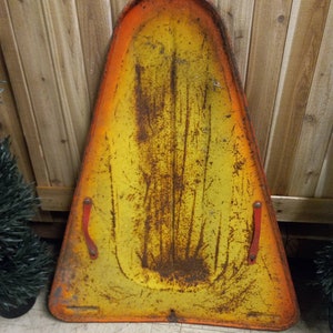 Rare Vintage Metal Triangle Snow Sled with handles