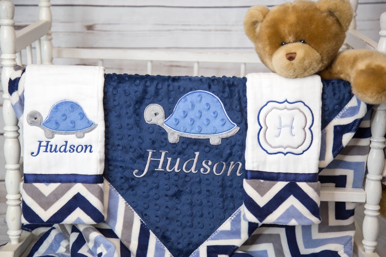 Chevron Blanket Custom Baby Blanket Turtle Crib Bedding Personalized Minky Baby Blanket Turtle Baby Blanket Personalized Baby Blanket