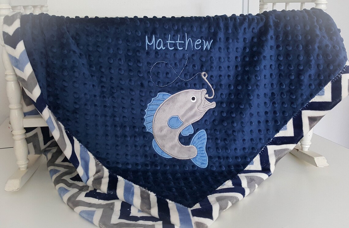 Fish Baby Blanket Fish Crib Bedding Personalized Baby Etsy